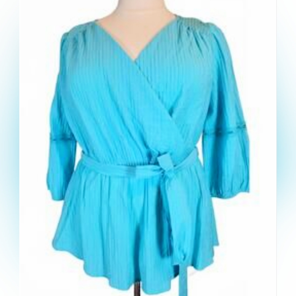 Lane Bryant Turquoise Wrap Blouse